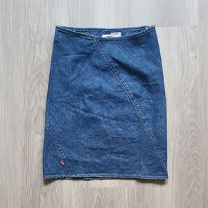 Levi's Engineered Jeans Denim Skirt Asymmetrical Pencil Small Blue Spring